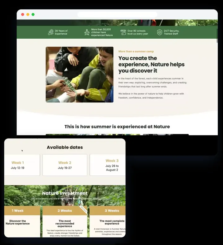 Nature summer camp website by TechGenix IT