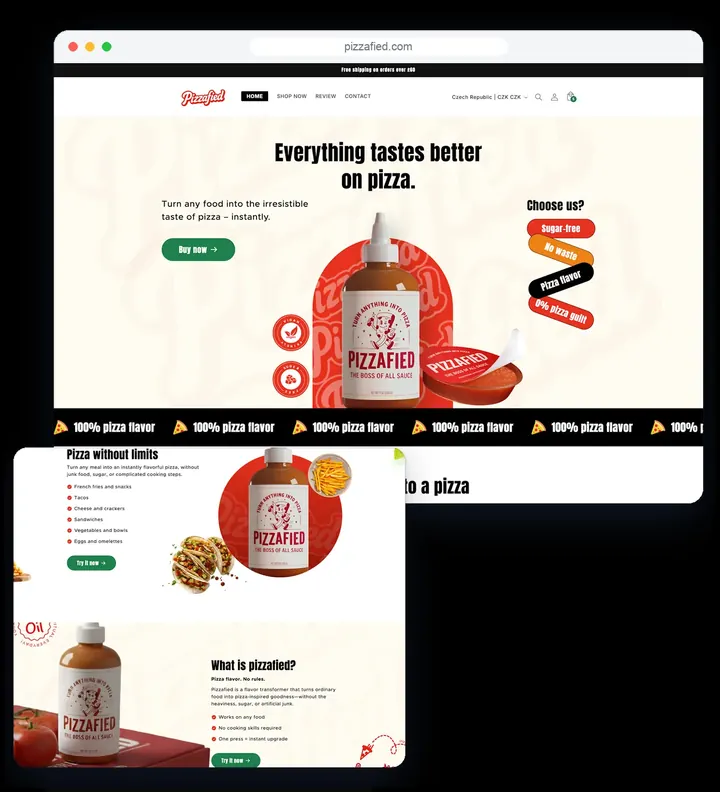 Pizzafied store pages