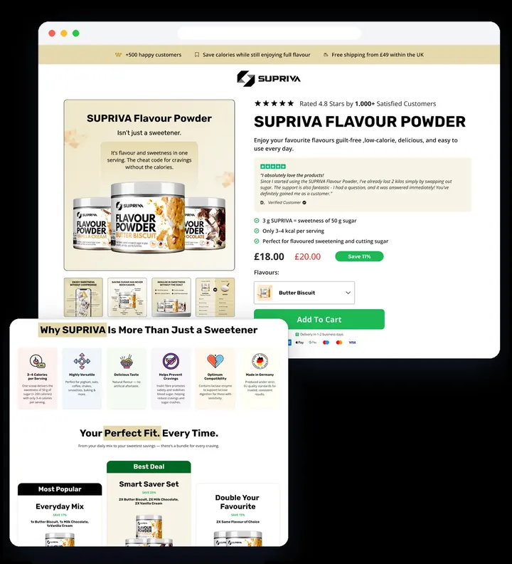SUPRIVA product landing page