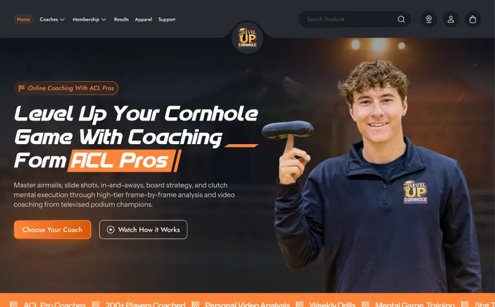 Final homepage design for a sports coaching site